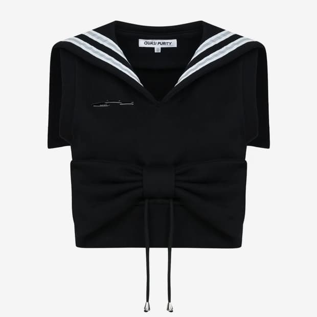[미착] 콰지퓨리티 리본 세일러 베스트 (블랙) L