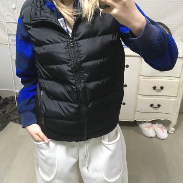 jpn vintage 블랙 패딩조끼