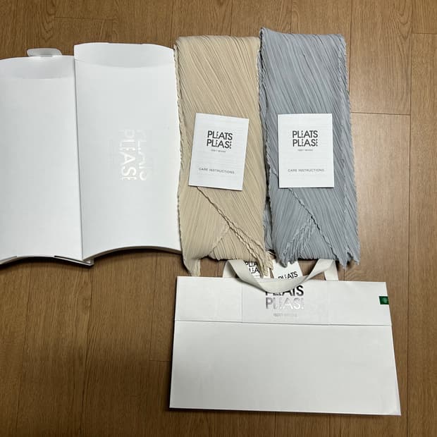 플리츠플리즈 베이직 스카프 베이지, 라이트 그레이