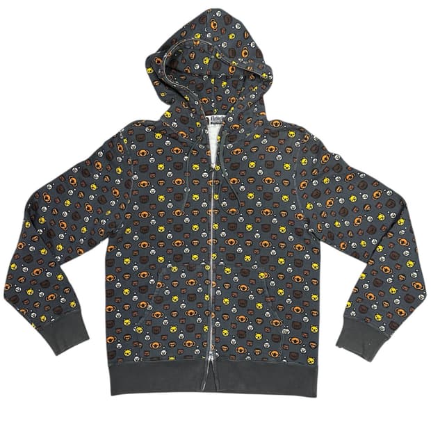 베이프 아카이브 베이비 마일로 모노그램 패턴 후드 집업 자켓