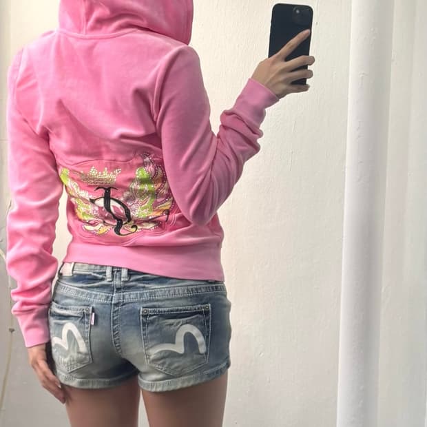 Juicy Couture Pink Velvet Hood Zip-Up