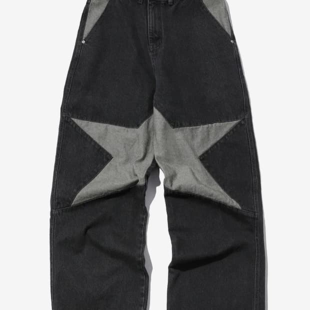 꼼파뇨 스타 와이드 데님 팬츠 리버스블랙 M
