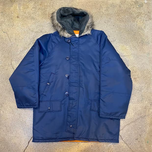 네이비 후드 퍼 야상 점퍼 n3b