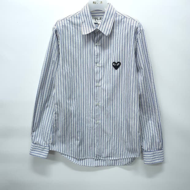 꼼데가르송 블랙하트 멀티스트라이프 셔츠 (남성M)