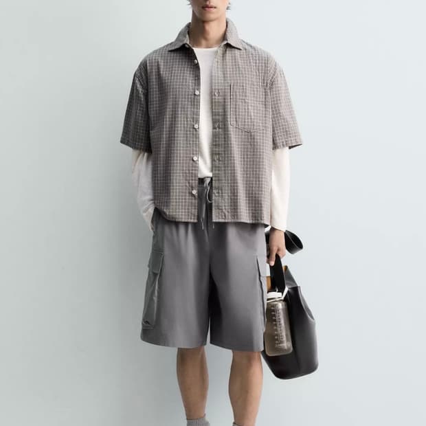 자라 체크 스트럭처 셔츠