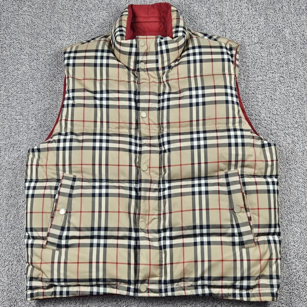 버버리 리버시블 덕다운 체크 패딩 베스트 ( XL ) / 10118