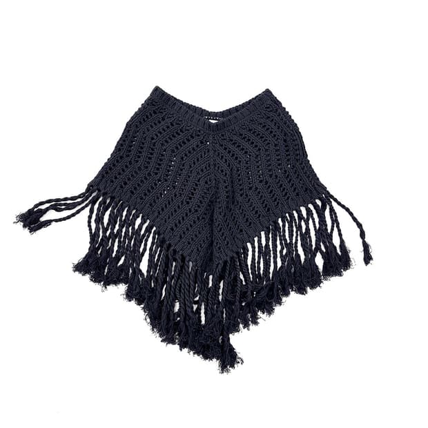 SISELY bohemian tassel knit cape