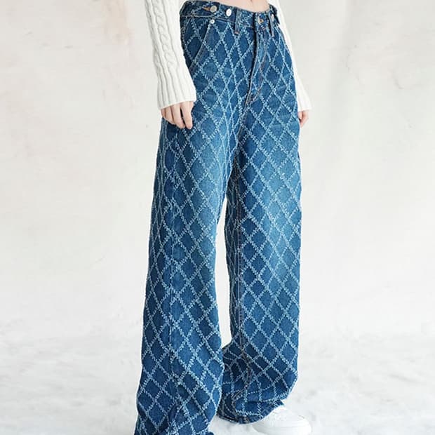 어반드레스 Quilting Wide Pants BLUE 데님 팬츠 청바지