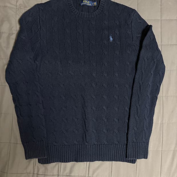 폴로랄프로렌 네이비 꽈배기 니트