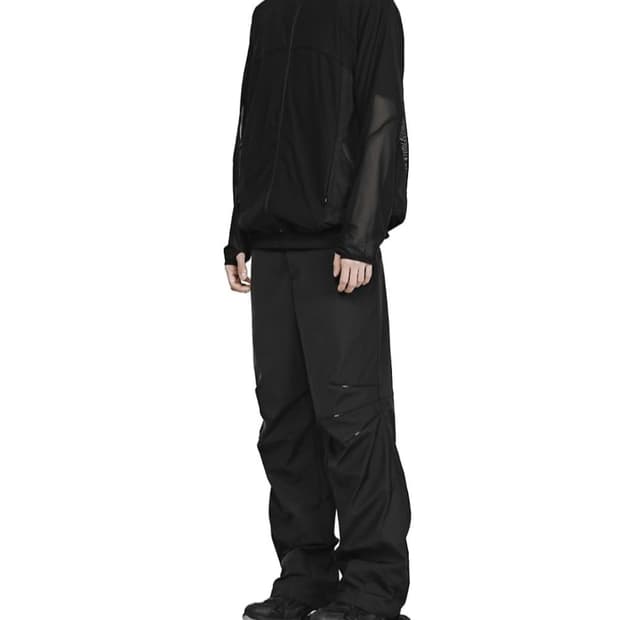 THREE ZIPPER LINE PANTS -BLACK
