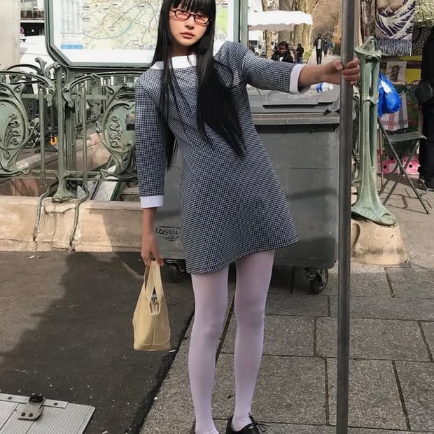 마조네 미니 체크 원피스