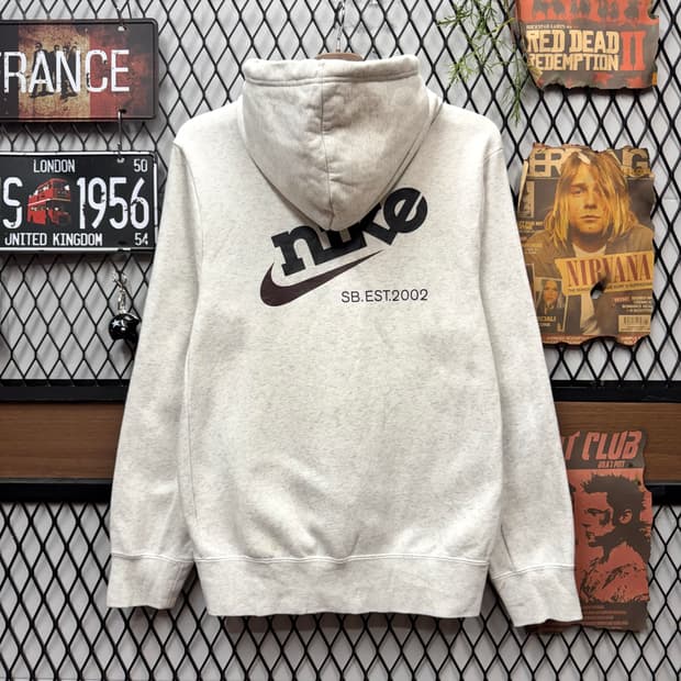 나이키 SB 후드티 후면 빅로고 포인트 멜란지 그레이