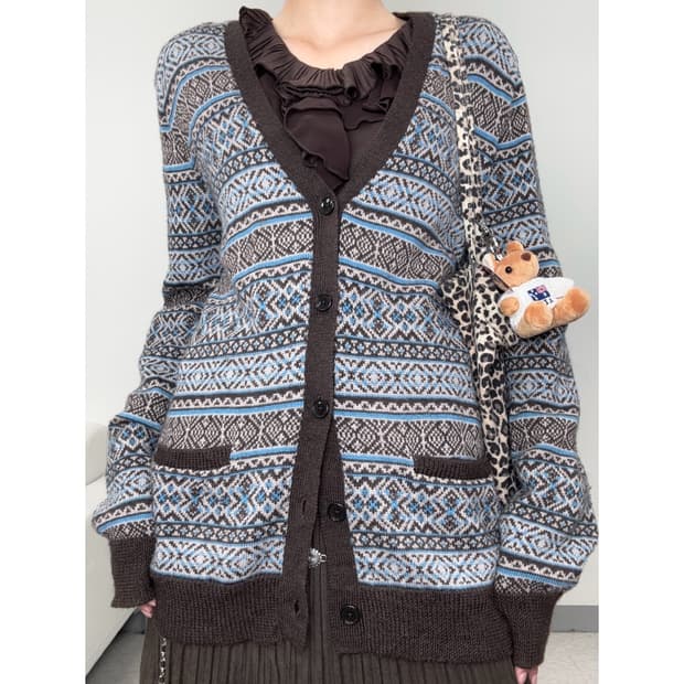 빈티지 노르딕 울 가디건