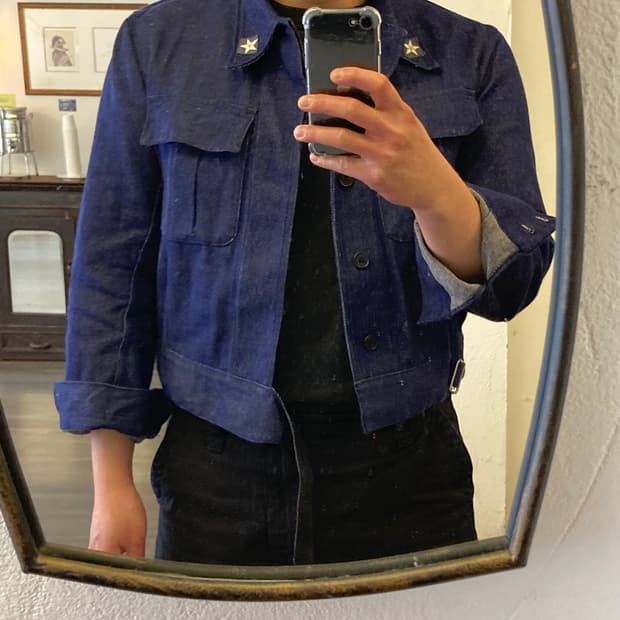 70s 이탈리아군 데님 배틀드레스 자켓