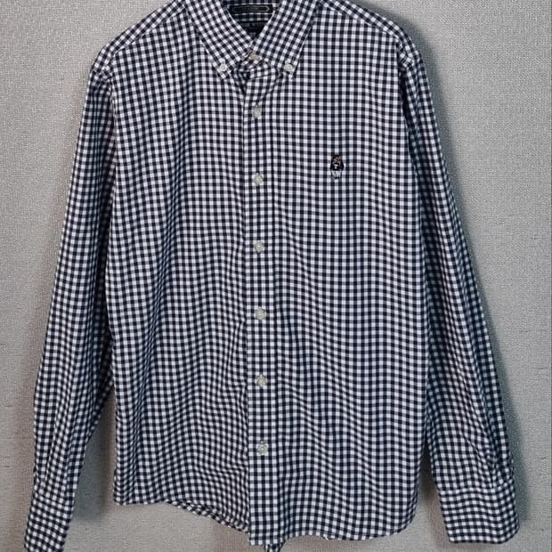 S ) 티니위니 네이비 곰돌이 체크셔츠