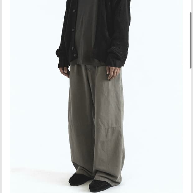 폴리테루 원턱고시마 팬츠 카키그레이