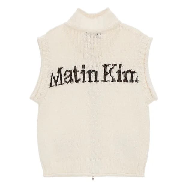 마뗑킴 spell point knit vest in beige