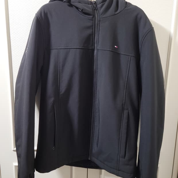 Tommy 타미힐피거 남성 후드 집업 보머 래빗 퍼 자켓 블랙 S 사이즈