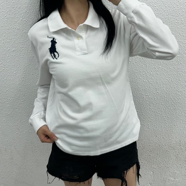 폴로 랄프로렌 네이비 빅포니 화이트 pk 긴팔 XL