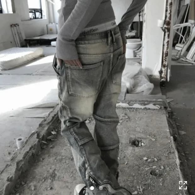 쿄이 지퍼 카고 바지 블루 S