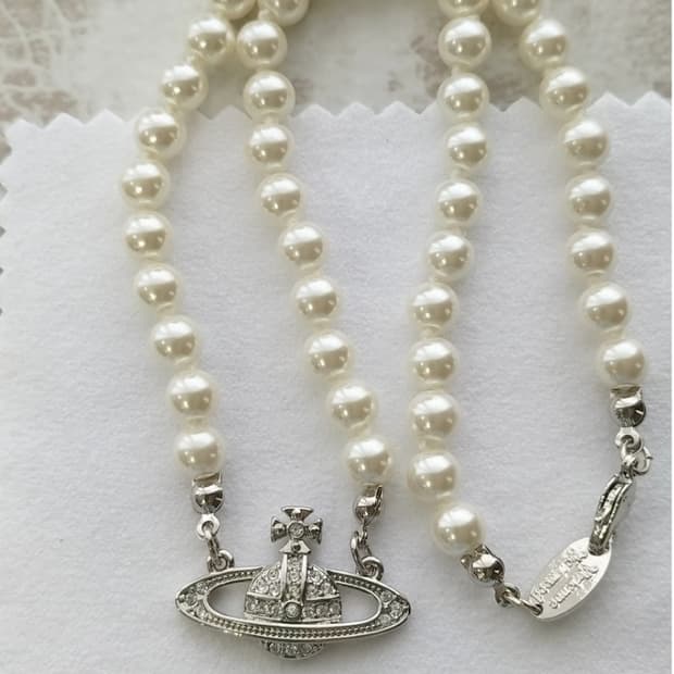 비비안웨스트우드 아카이브 바스릴리프 orb 진주 펄 초커 목걸이