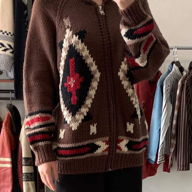 노르딕 헤비 울 집업 코위찬 handknit