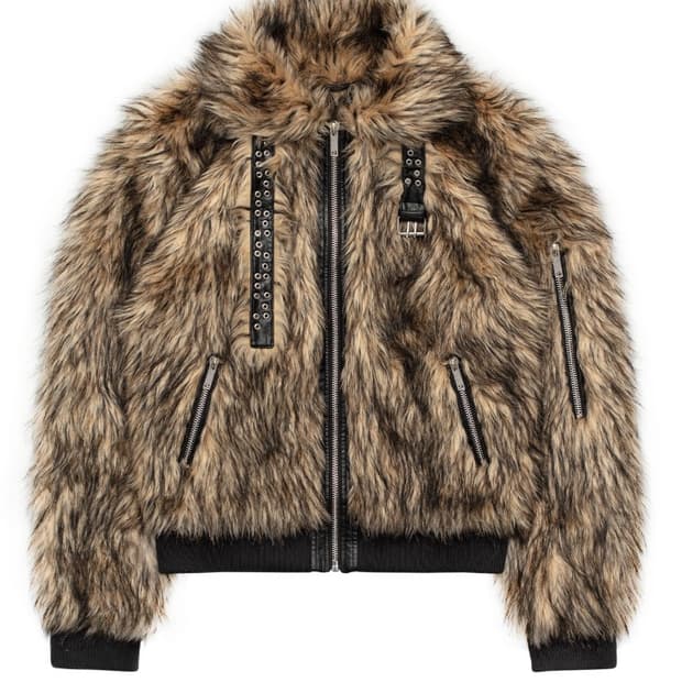 레이서월드와이드 퍼 봄버 자켓 L 새상품 브라운