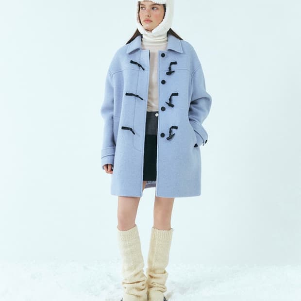 에트몽 울 더플 하프 코트 (sky blue)