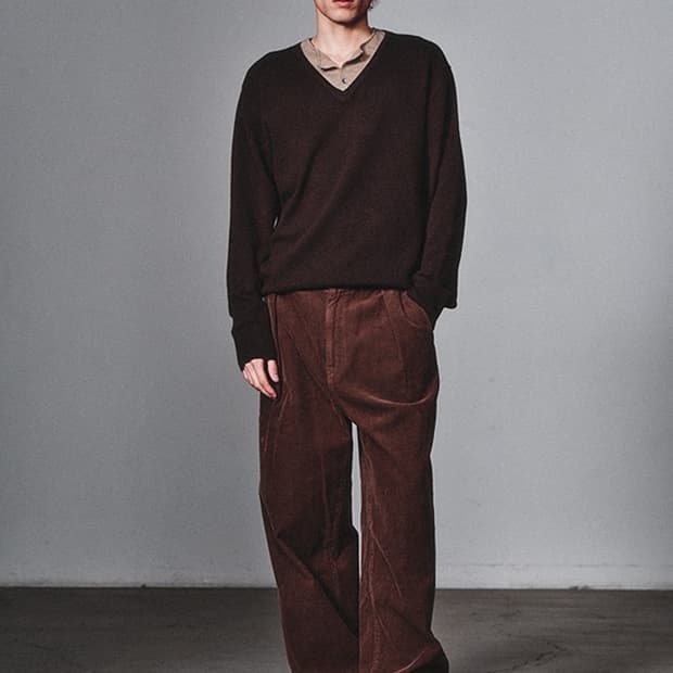 아트이프액츠 워시드 원턱 코듀로이 팬츠 빈티지 브라운