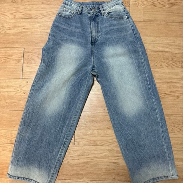 (28~30size) 와이드핏 워싱 중청 데님팬츠
