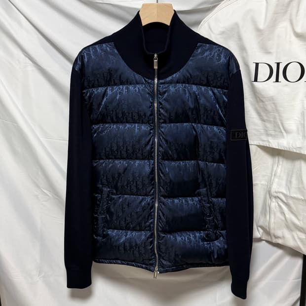 [S+급/L] 디올 오블리크 니트패딩 다크 네이비 풀구성