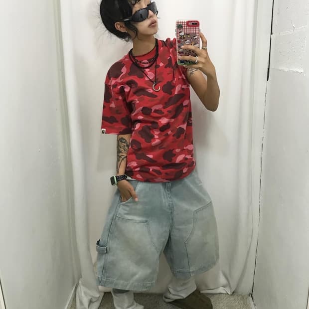 Bape Red Camouflage Printing T-shirt