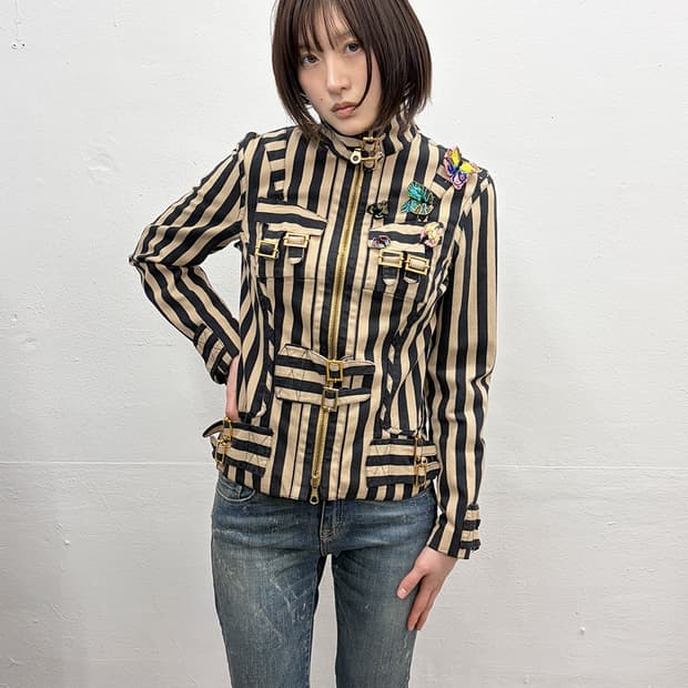 가에타노 나바라 2004S/S 스트라이프 아플리케 자켓