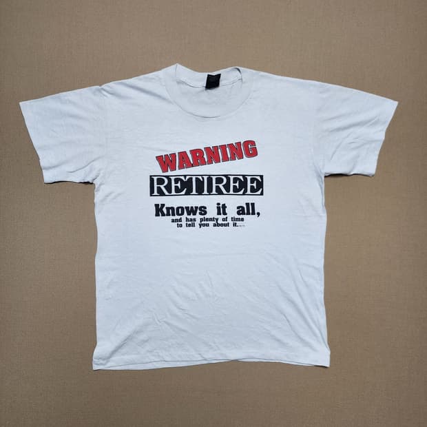 90s USA WARNING RETIREE 양면 프린팅 빈티지 티셔츠82