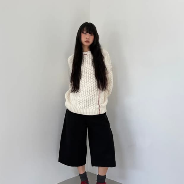 케이블 스티치 풀오버 니트