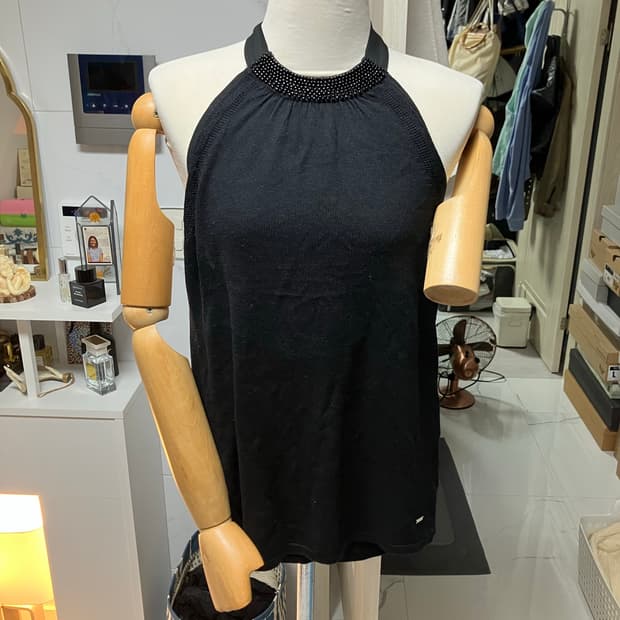 타미힐피거 블랙 비즈 실크 홀터넥 탑 S/P