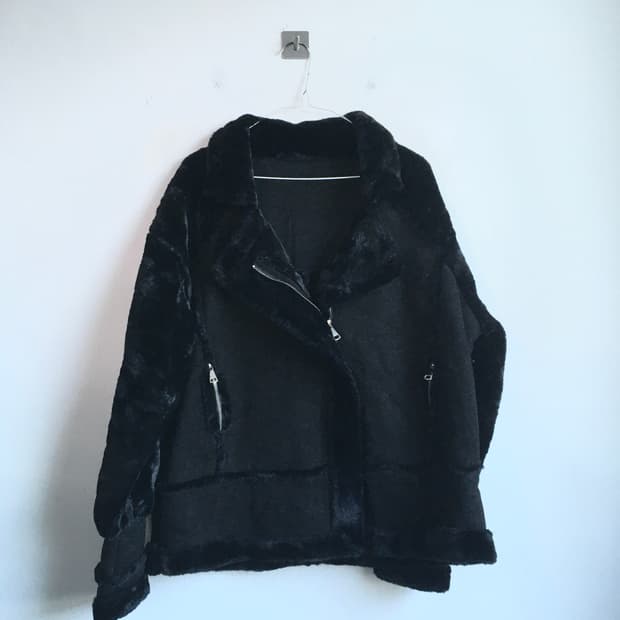 일본빈티지 블랙 퍼 무스탕