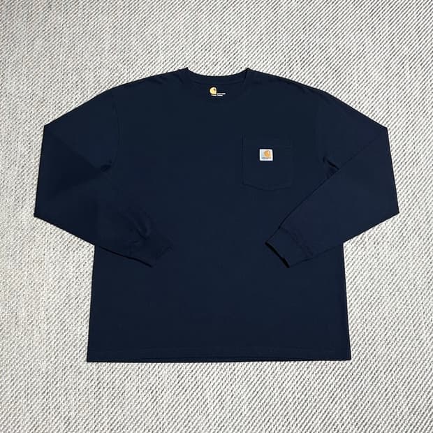 [XL] Carhartt 칼하트 네이비 오버핏 롱슬리브 포켓 티셔츠