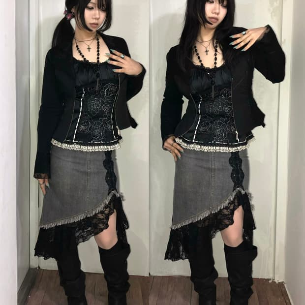 black floral oriental set