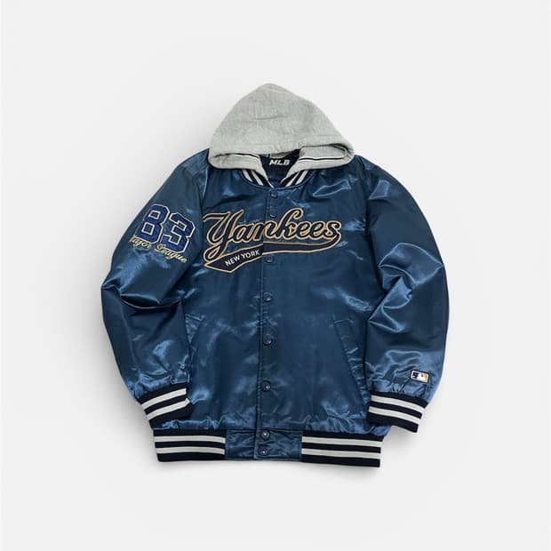 MLB 뉴욕 양키스 후드 블루종 바시티 자켓 누빔 M 95