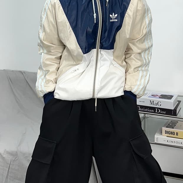 아디다스 컬러 블록 바람막이 S