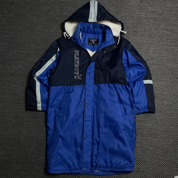 90s 플레이보이 빅로고 벤치코트 돕바 롱 점퍼y 5344