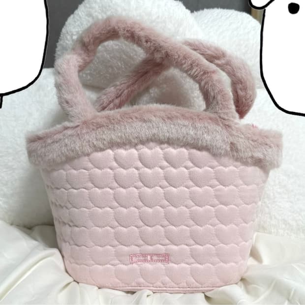 사만다타바사 핑크 하트 퀼팅 토트백 빈티지