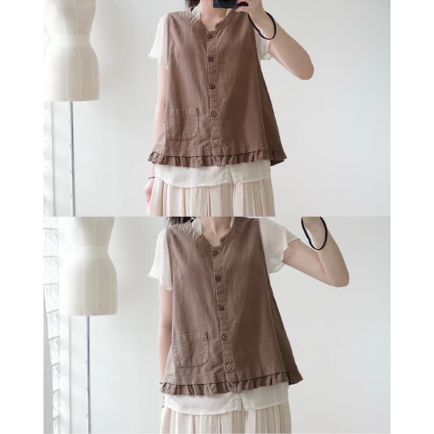Vintage Ruffle Hem Cotton Vest