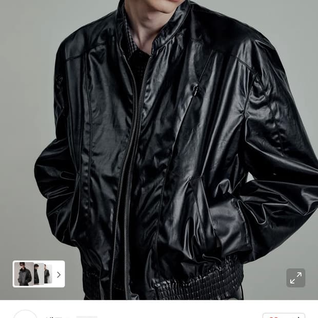 (새상품) 엘무드 글레이즈드 코튼 바이커 자켓 44 