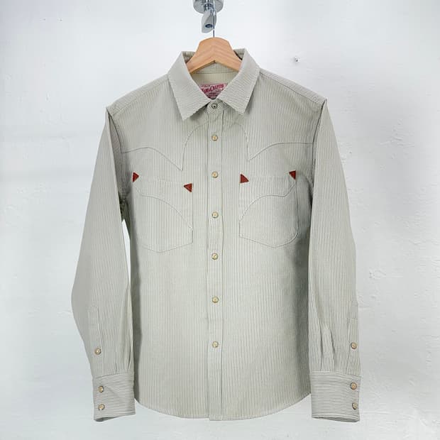 엠비비카 스냅 버튼 컬러 우븐 스트라이프 웨스턴 셔츠