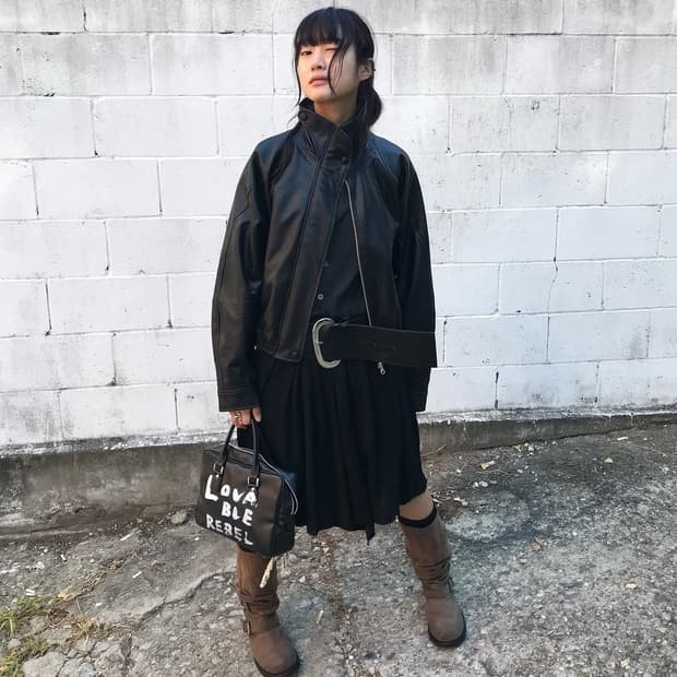 로우클래식 HIGH NECK LEATHER SHORT JACKET
