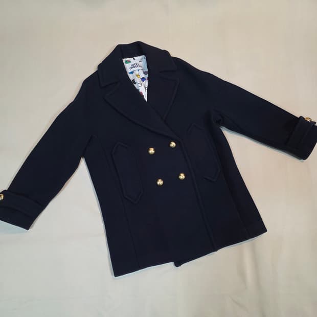 LUCKYCHOUETTE 네이비 울 코튼 코트 | Women 36