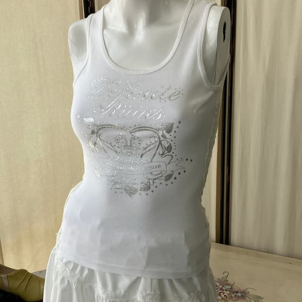 silver printing lace sleeveless