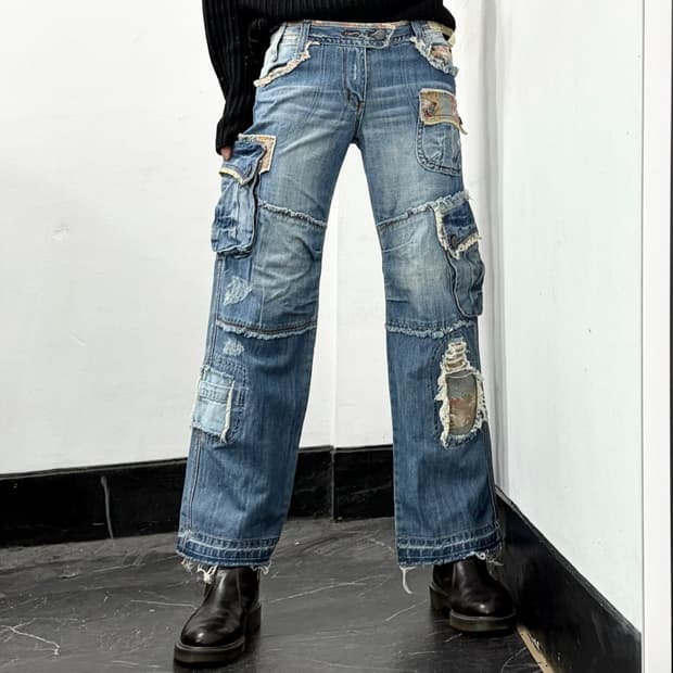 Tks 오리엔탈 데님 카고 팬츠